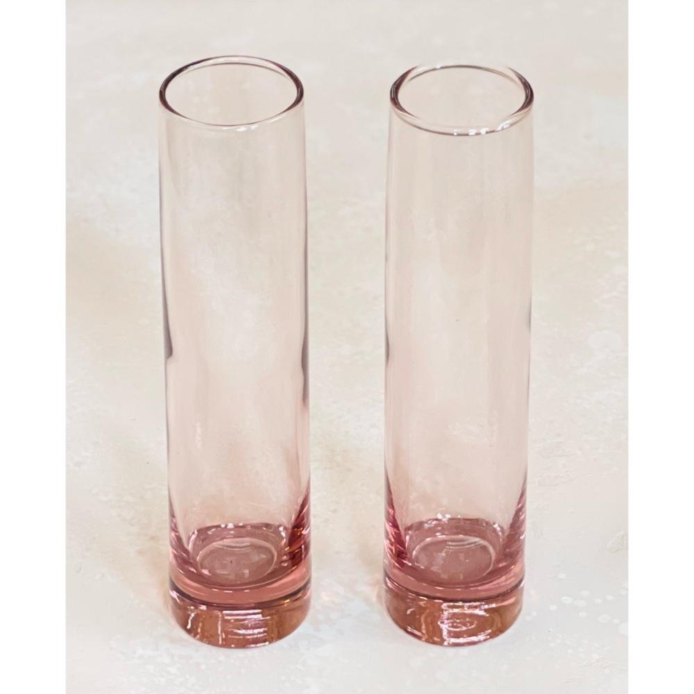 Set of 2 Vintage Libbey Pink Glass Bud Vases